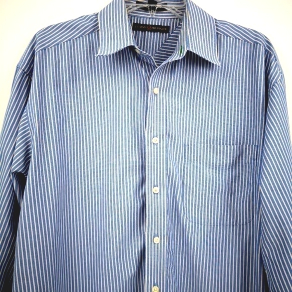 Tommy Hilfiger Men's 15 1/2 (32-33) Polo Vintage Causal Button Down Stripe Shirt - Picture 4 of 9